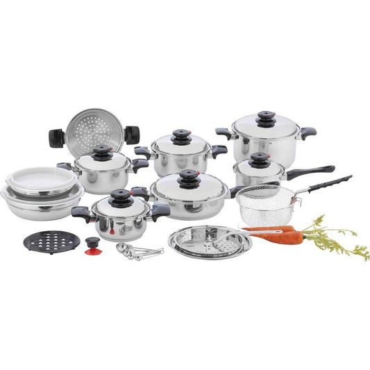 28pc 12-Element Stainless Steel "Waterless" Cookware
