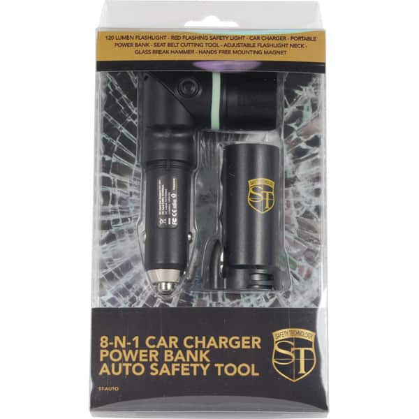 8-n-1 Car Charger Power Bank Auto Safety Tool