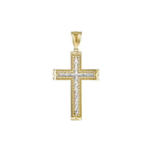 Two Toned Yellow/White Gold Cross Pendant 3.1gr