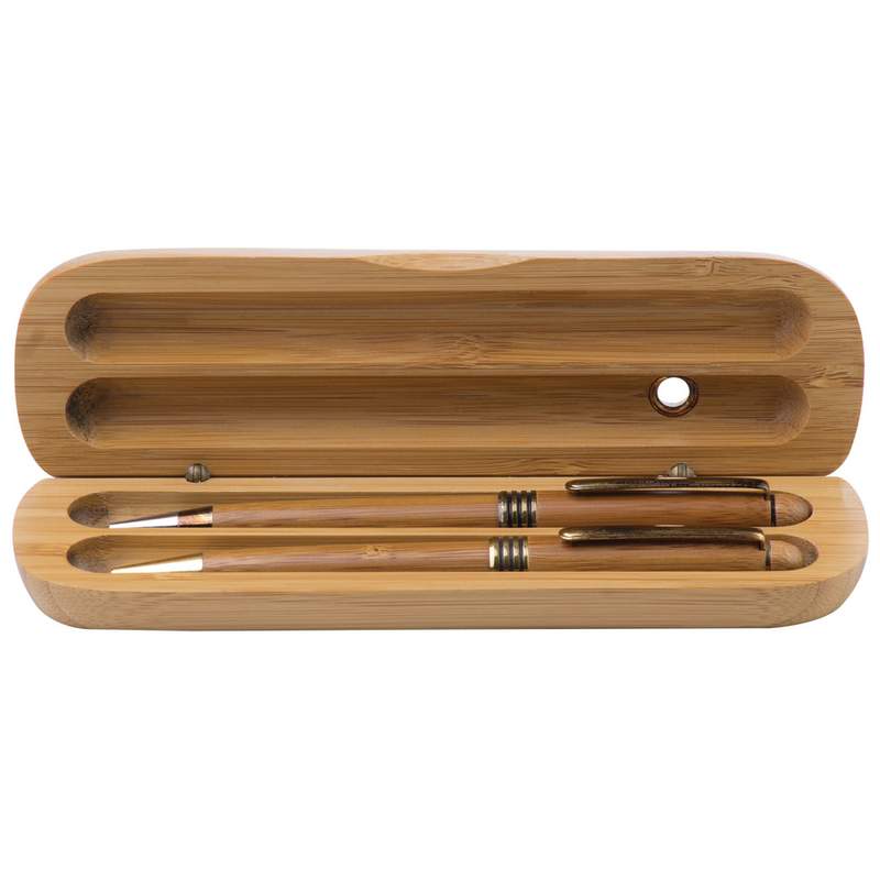 Alex Navarre™ Durable Bamboo Ballpoint Pen and Pencil Set (Sold by the dozen)