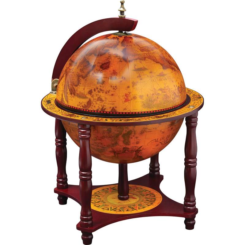 Kassel™ 13" Diameter Globe with 57pc Chess and Checkers Set